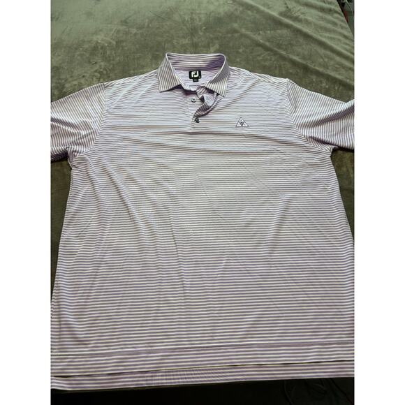 Footjoy Golf Shirt XL Purple Stripe Polo Short Sleeve GIF Logo - Picture 1 of 5